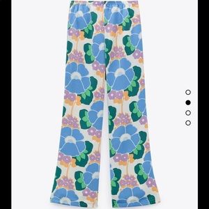 Zara 70s print pajama style pants
